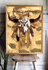 Buffalo Head Skull Feather Mark Poster/Canvas