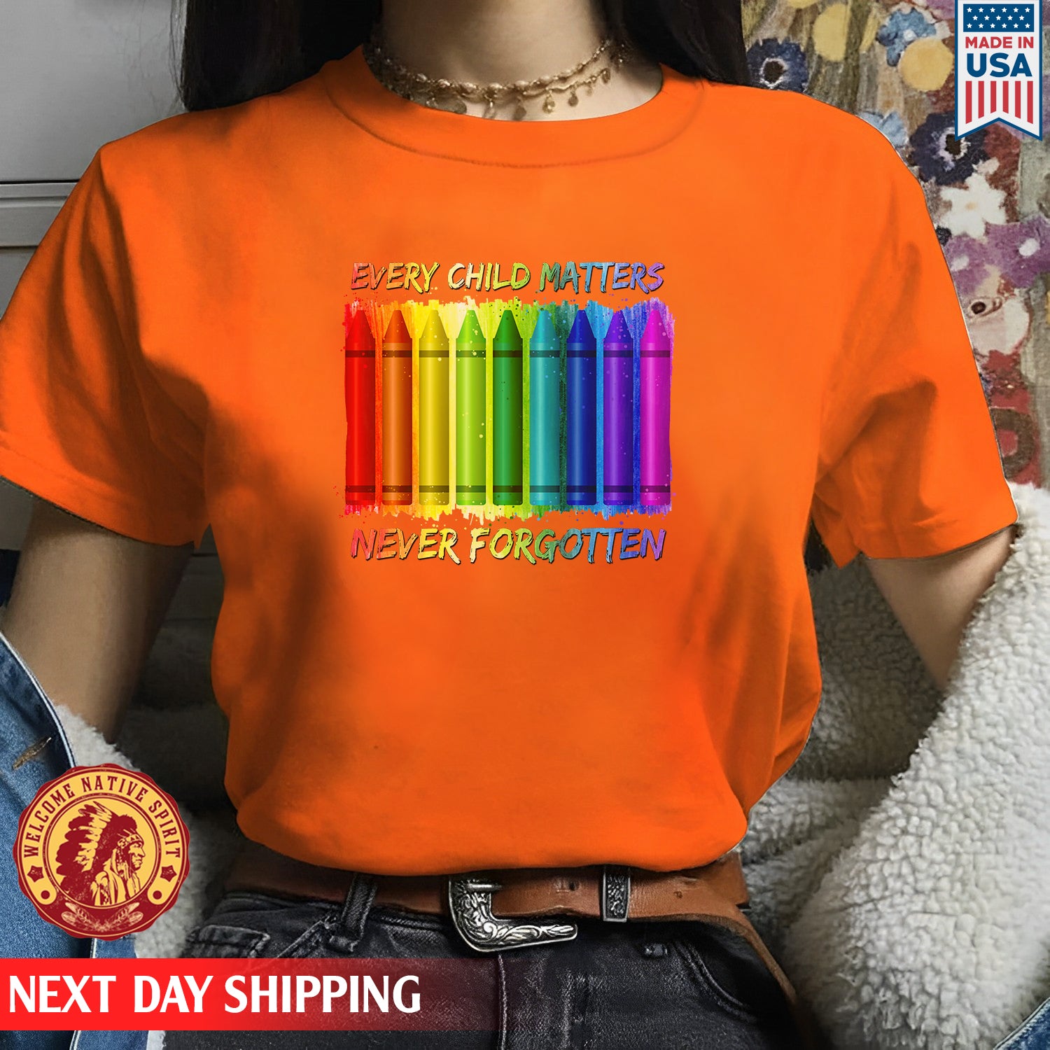 Every Child Matters Never Forgotten Crayons Colors For Orange Day Shirt 062