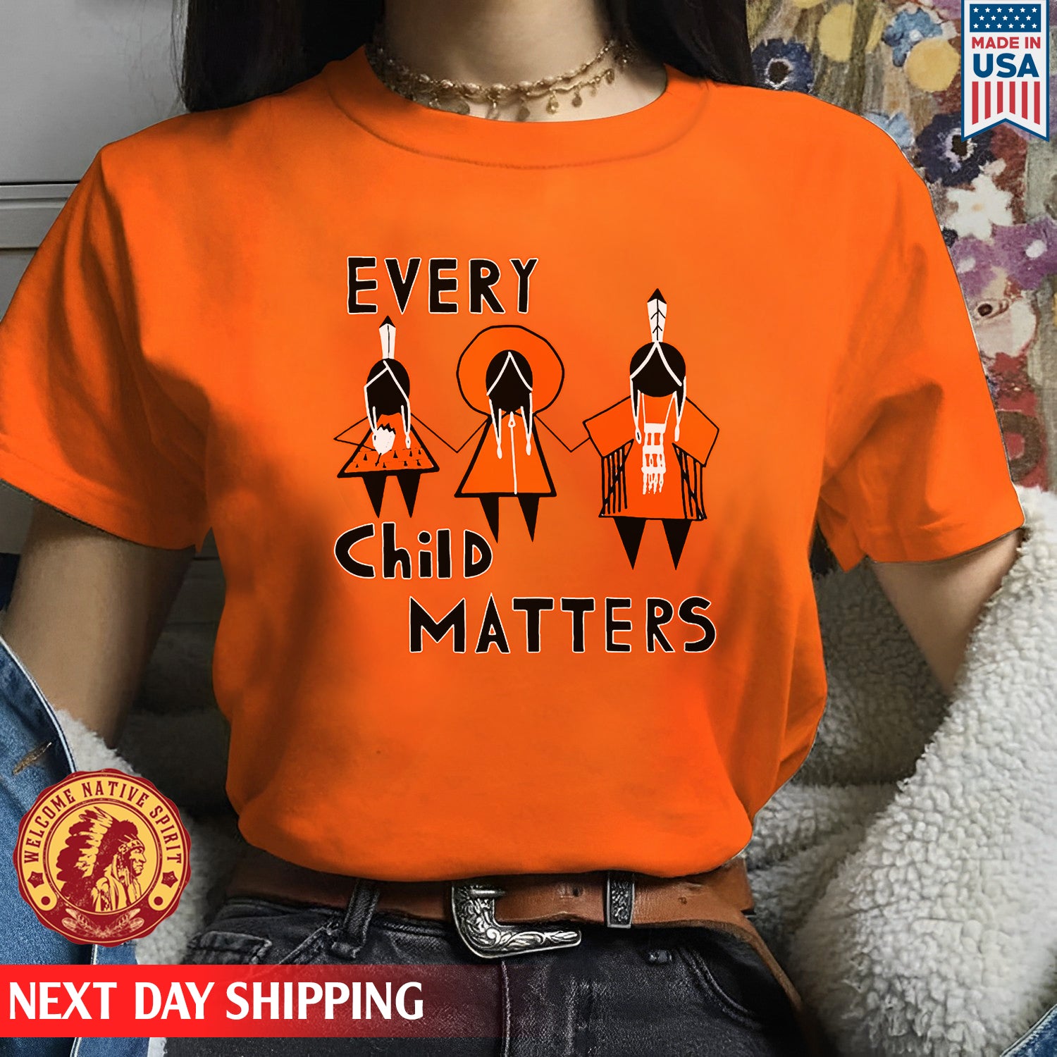 Every Child Matters Three Children Together Wear Orange Day Shirt 054