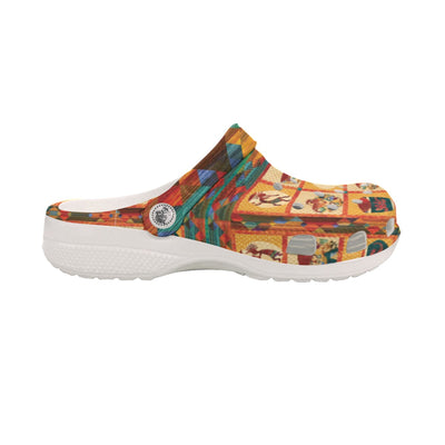 Fleece Unisex Orange Pattern Clog Shoes For Women and Men Native American Style