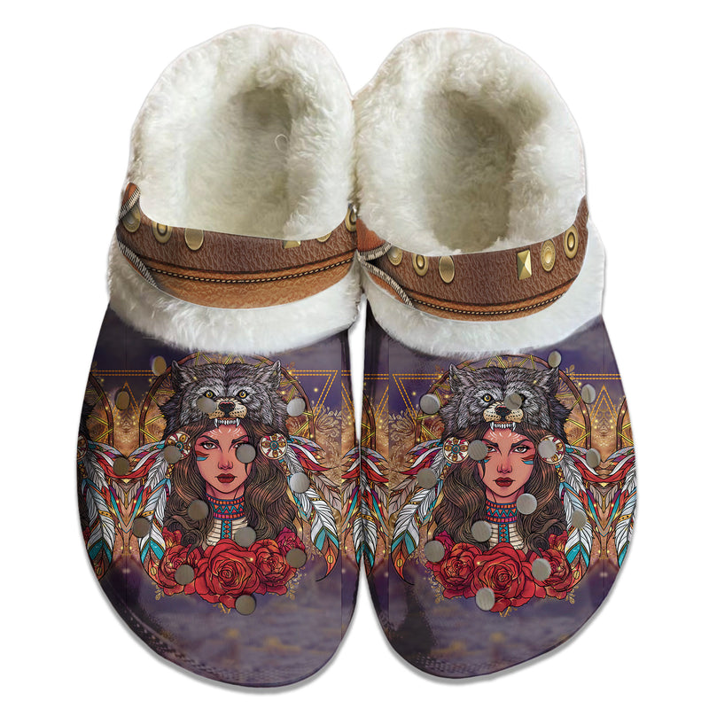 Fleece Unisex Women Pattern Clog Shoes For Women and Men Native American Style