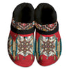 Unisex Red Pattern Fleece Clog Shoes For Women and Men Native American Style