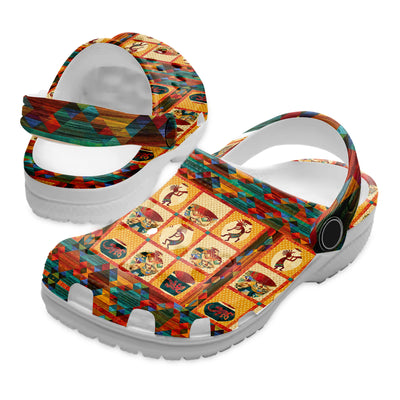 Fleece Unisex Orange Pattern Clog Shoes For Women and Men Native American Style