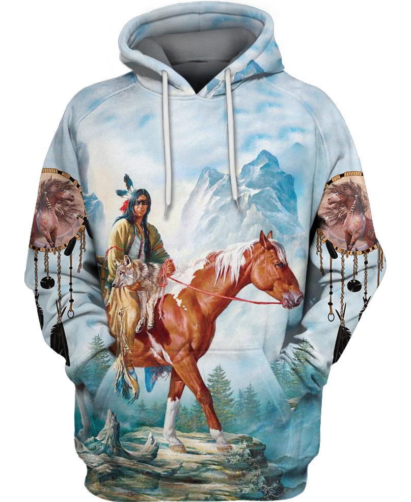 Brown Native Horse 3D Hoodie - Native American Pride Shop