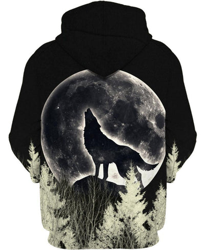 Black Wolf Moon 3D Hoodie - Native American Pride Shop