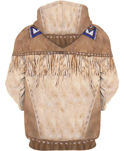 Native Buckskin Beaded 3D Hoodie - Native American Pride Shop