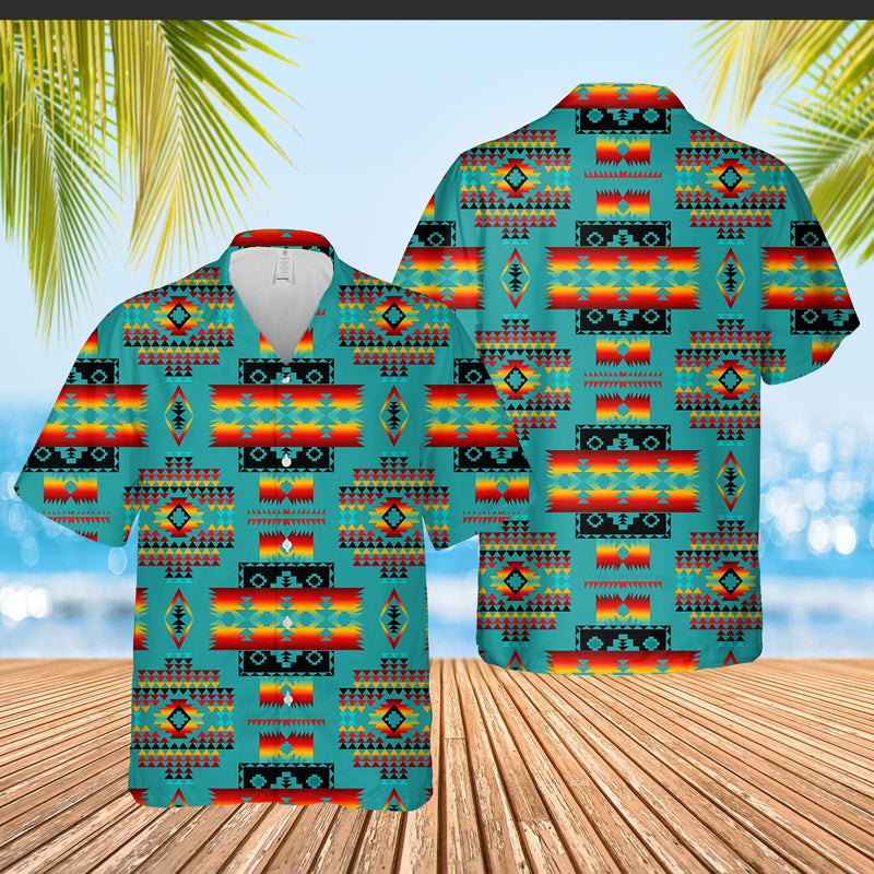 Blue Native Pattern Hawaiian Shirt WCS