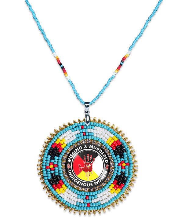 MMIW Handmade Beaded Wire Necklace Pendant For Women With Native American Style