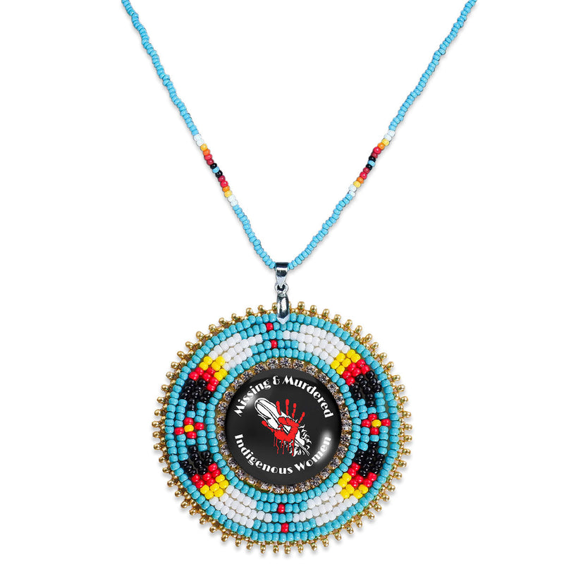 MMIW Feather Handmade Beaded Wire Necklace Pendant Unisex With Native American Style