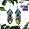 Blue Black Eagle Beaded Handmade Earrings For Women