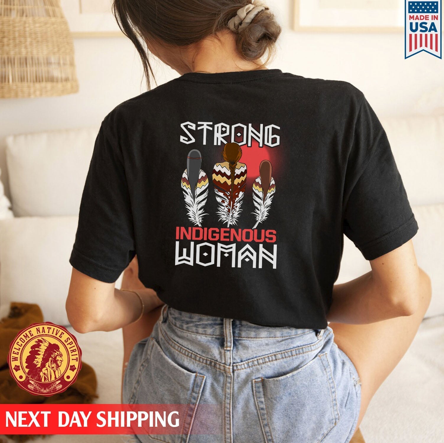 Strong Resilient Indigenous Woman Unisex Back T-Shirt/Hoodie/Sweatshirt 013