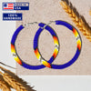 Pattern  Deep Blue Hoop Beaded Handmade Earrings For Women