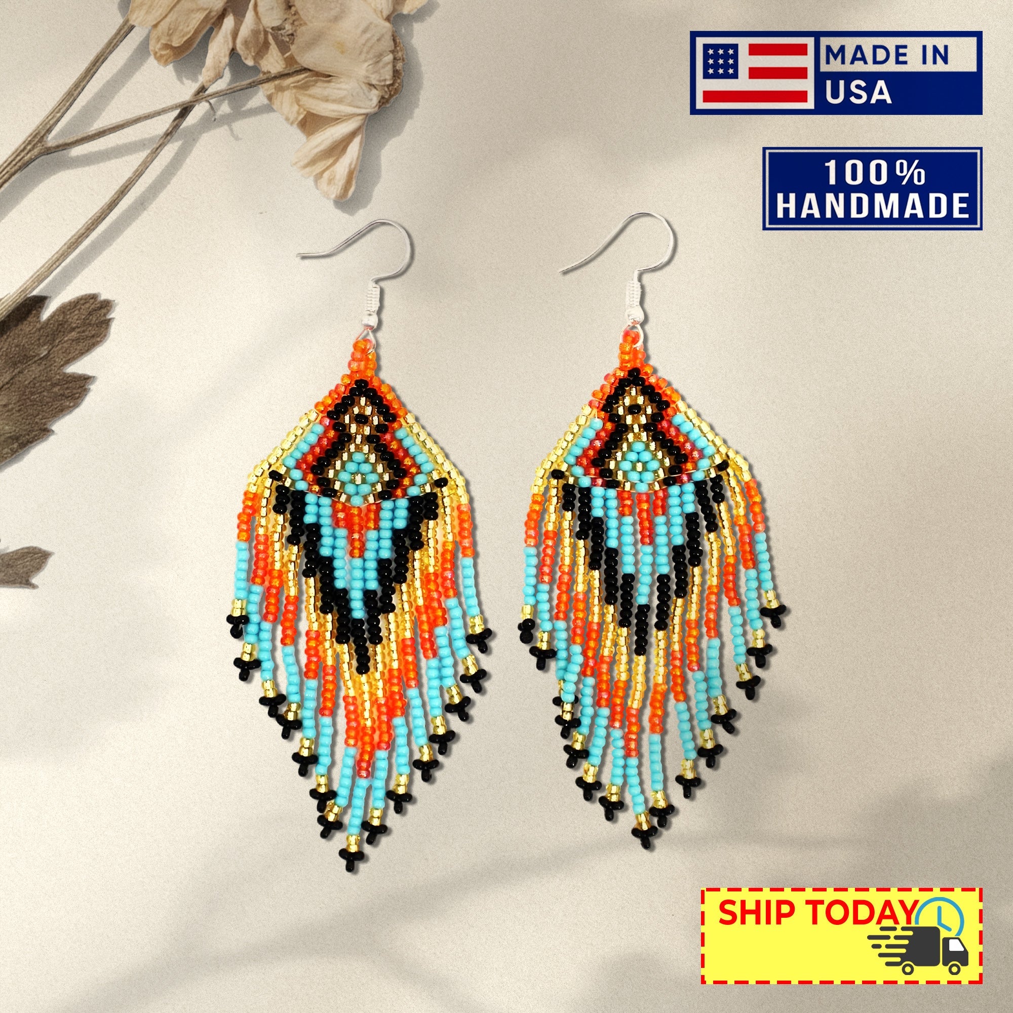 Multi Colored Beaded Handmade Earrings For Women
