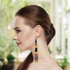 Black Fire Color Long Pattern Beaded Handmade Earrings For Women