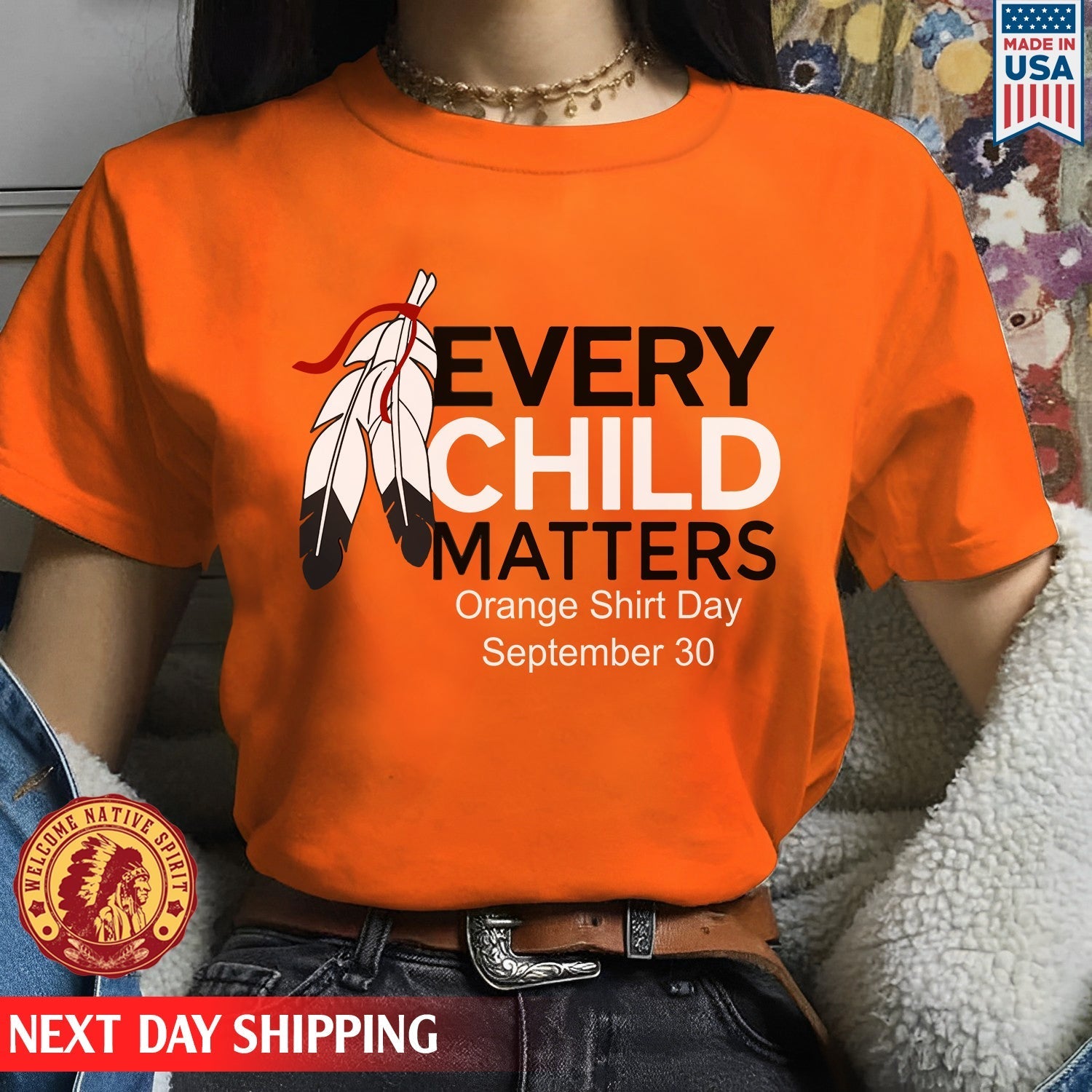 Every Child Matters Feather For Orange Shirt Day Unisex T-Shirt/Hoodie/Sweatshirt