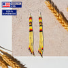 Gold Extra Long Pattern Beaded Handmade Earrings For Women Native Style