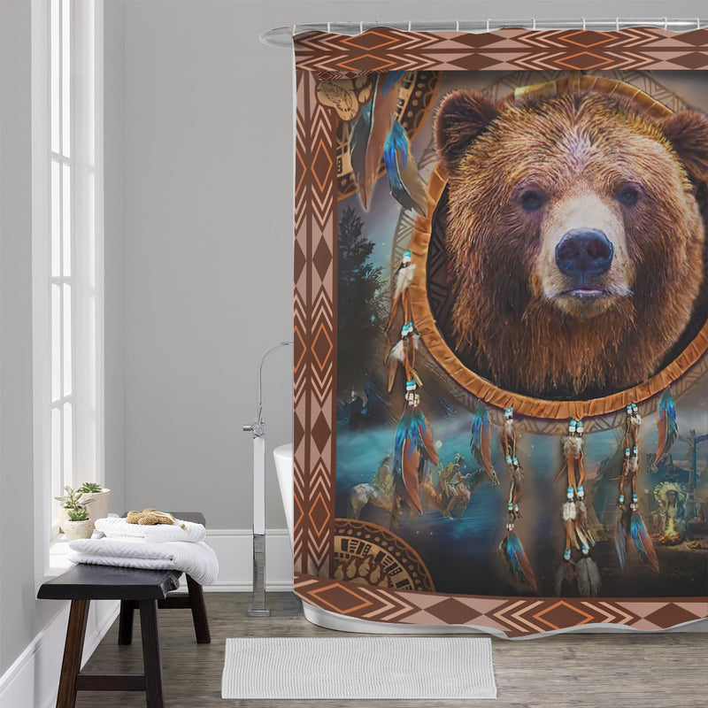 Brown Bear Dreamcatcher Native American Shower Curtains WCS