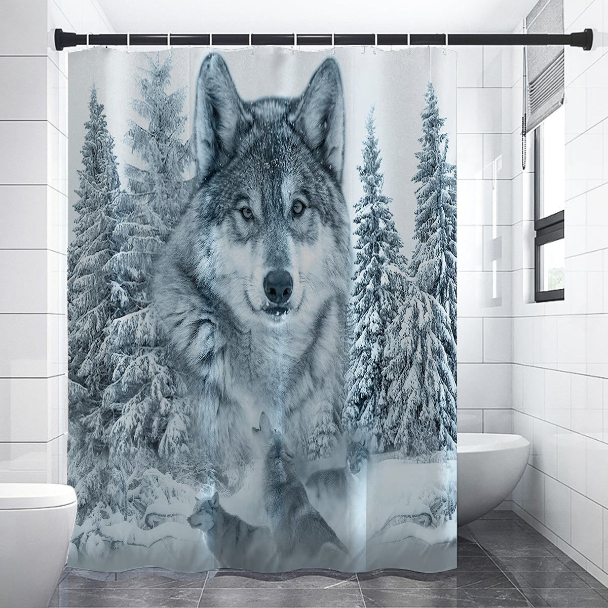 Snow Wolf Native American Shower Curtains WCS