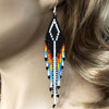 Black Multi-Color Hook Pattern Beaded Handmade Earrings For Women