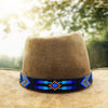 Handmade Blue Black Feather Diamond Pattern Cowboy Style Hatband IBL
