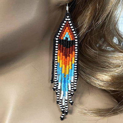 Sun Multi-Color Hook Beaded Handmade Earrings For Women