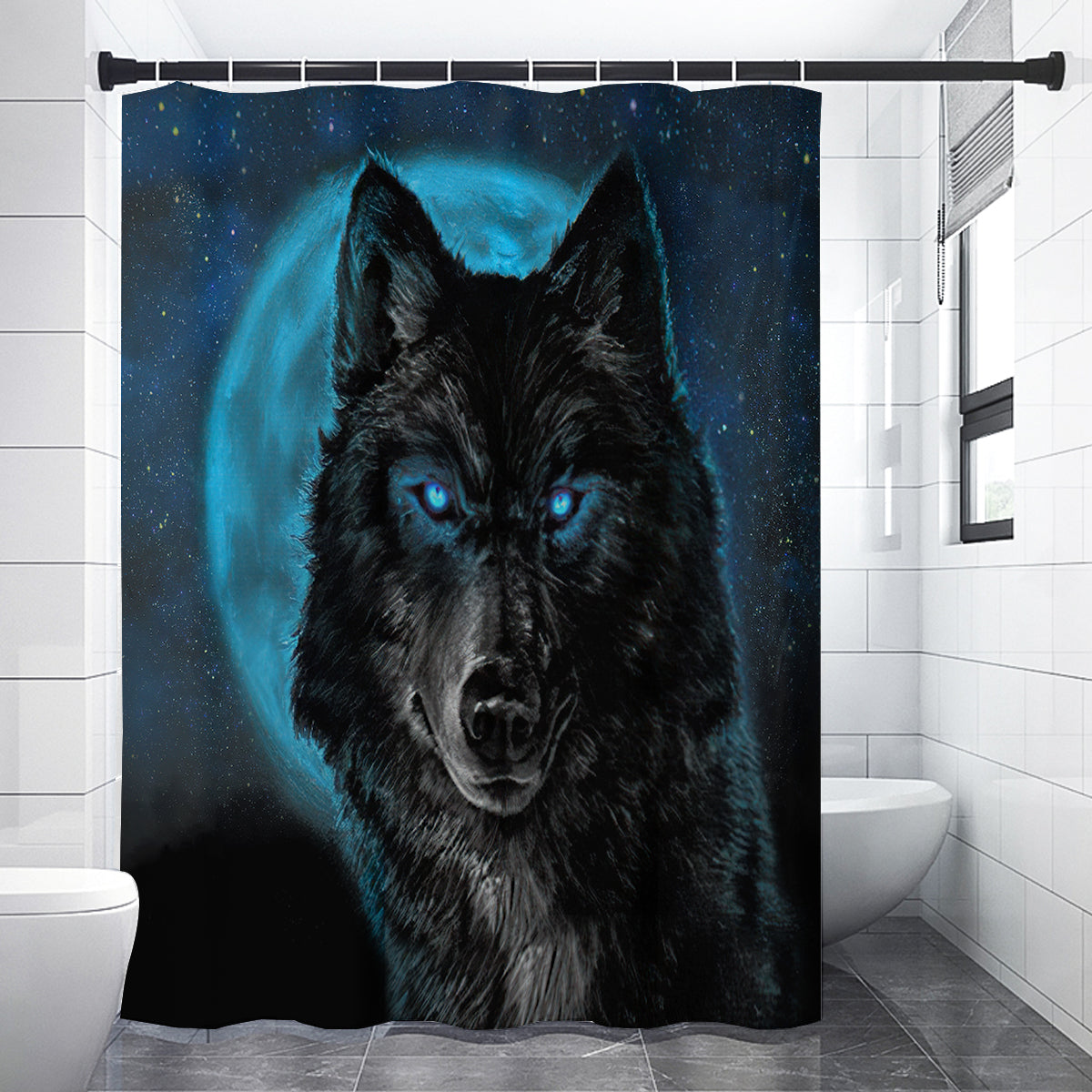 Black Wolf Native American Shower Curtains WCS