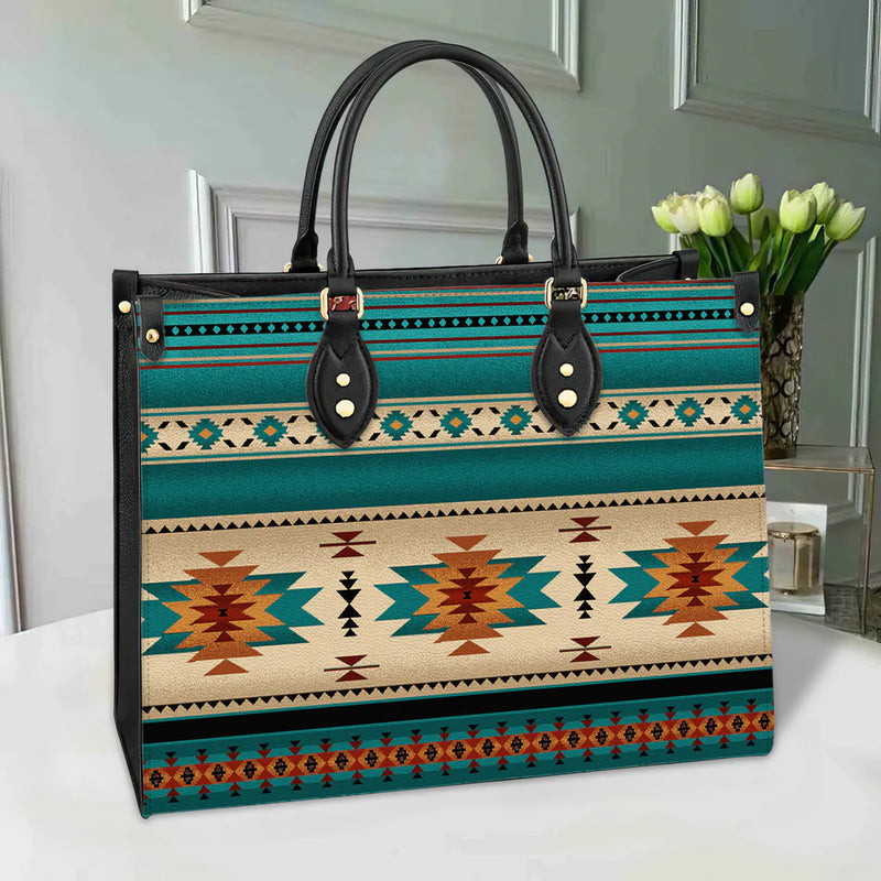 Blue Native Pattern Leather Bag WCS