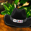 Black Red White Seed Beaded Yei Dancer Beadwork Cowboy Hat Band Belt IBL