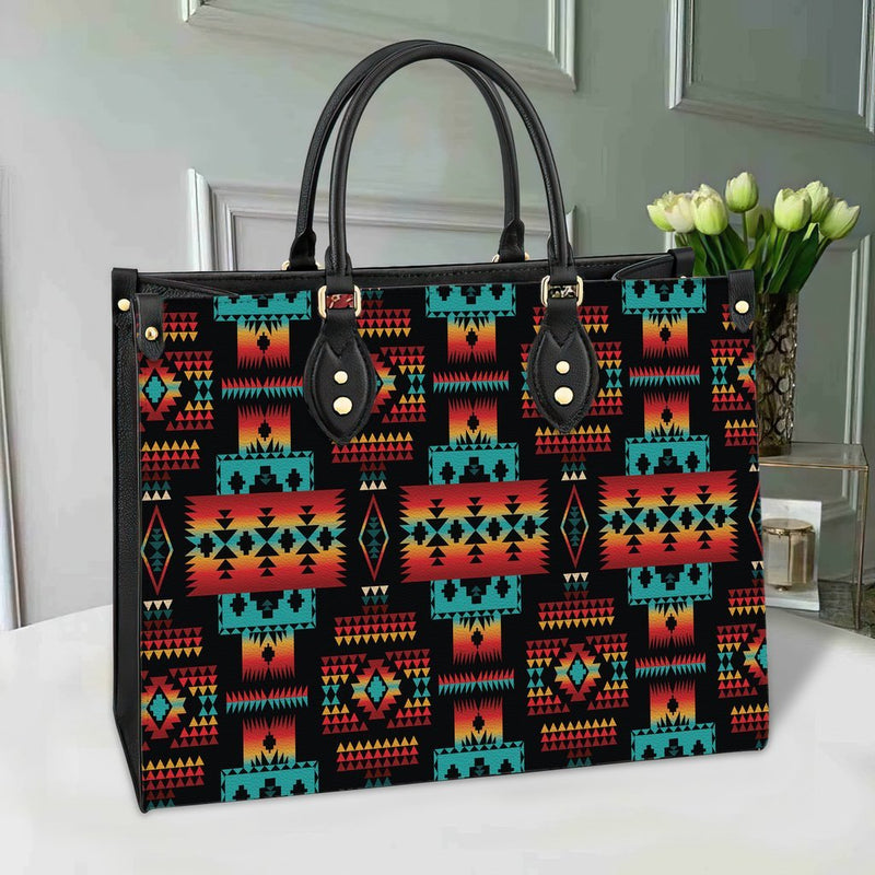 Black Native Tribes Pattern Leather Bag WCS