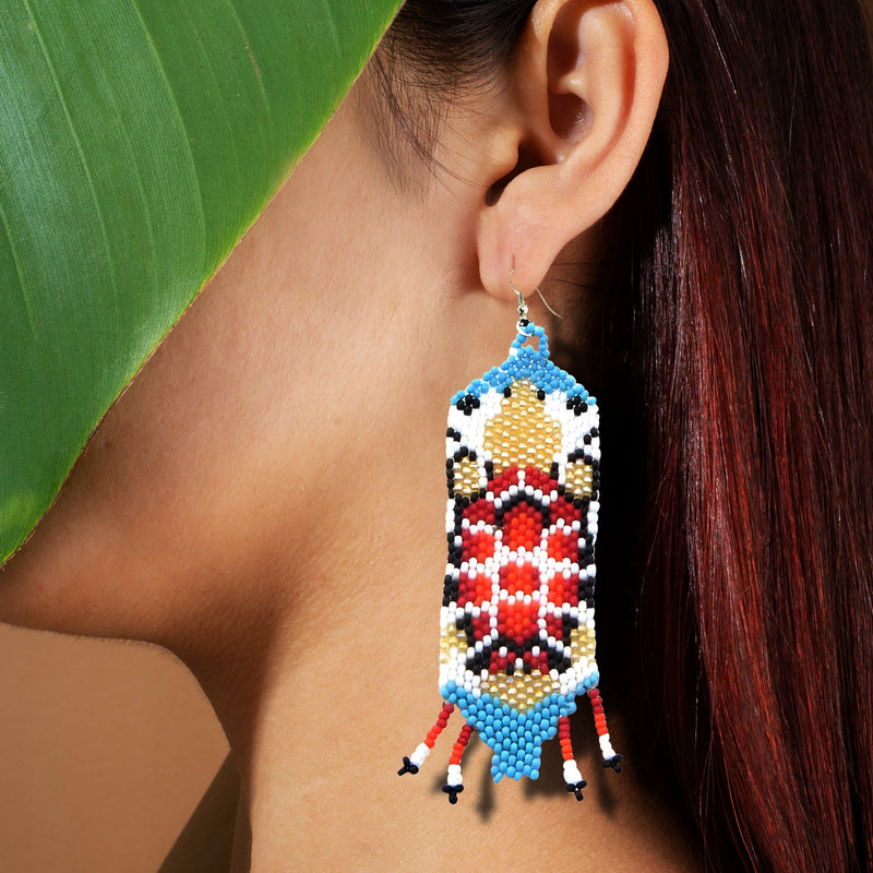 Turtle Red Turquoise Beaded Handmade Earrings For Women