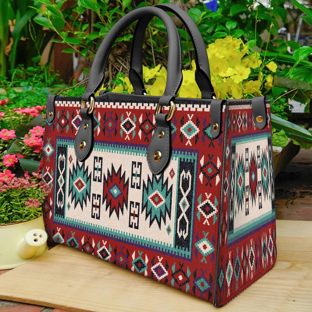 Geometric Red Pattern Leather Bag WCS