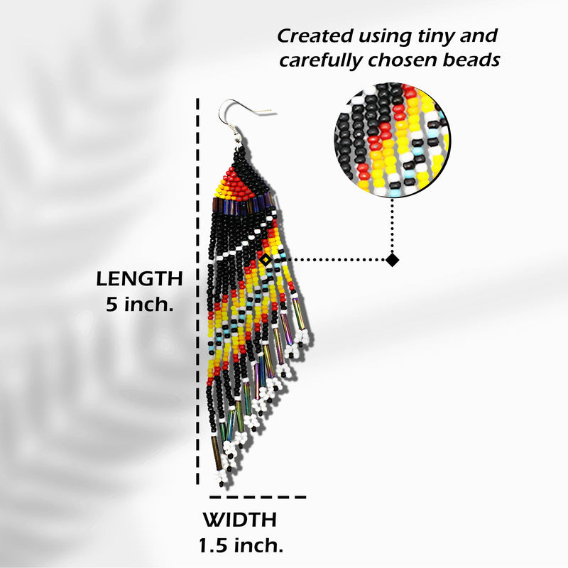 Black Multicolored Beaded Handmade Earrings For Women