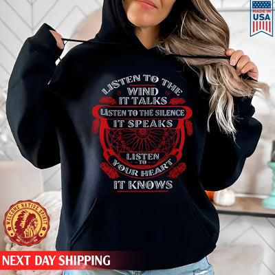 Native American Listen To The Wind Listen To Your Heart Red Art Unisex T-Shirt/Hoodie/Sweatshirt