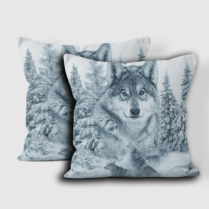 Grey Wolf Native American Pillow Cover WCS
