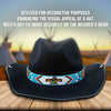 Blue White Red Yellow Seed Beaded Thunderbird Beadwork Cowboy Hat Band Belt IBL