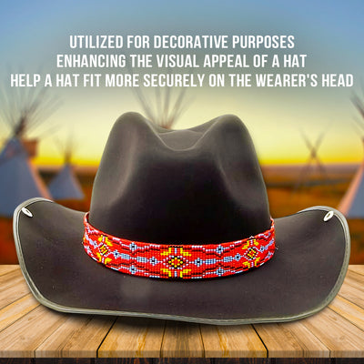 Red Blue Yellow Seed Beaded Cowboy Hat Band Waist Belt IBL