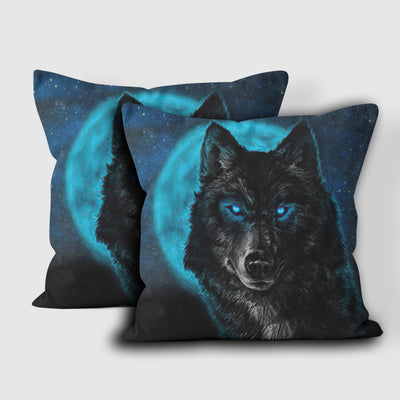 Black Wolf Native American Pillow Cover WCS