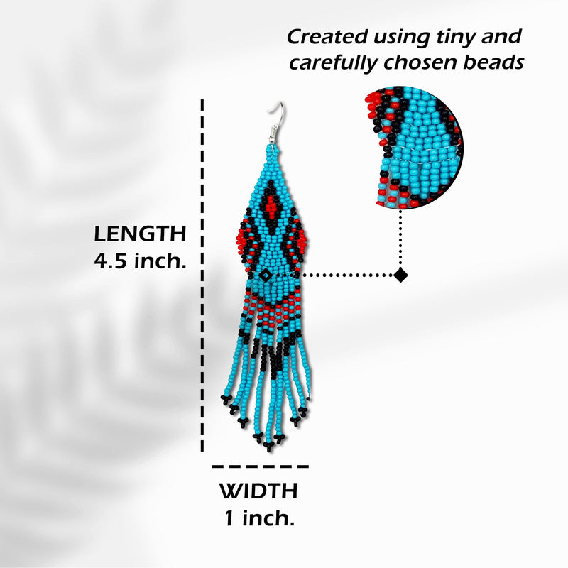 Turquoise Blue Seed Beaded Handmade Earrings For Women