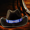 Blue White Red Beaded Cowboy Hat Band Medicine man’s Eye Beadwork IBL