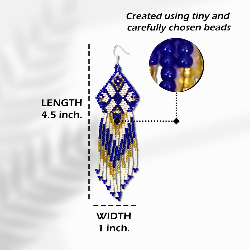 Blue Seed Beaded Handmade Earrings For Women