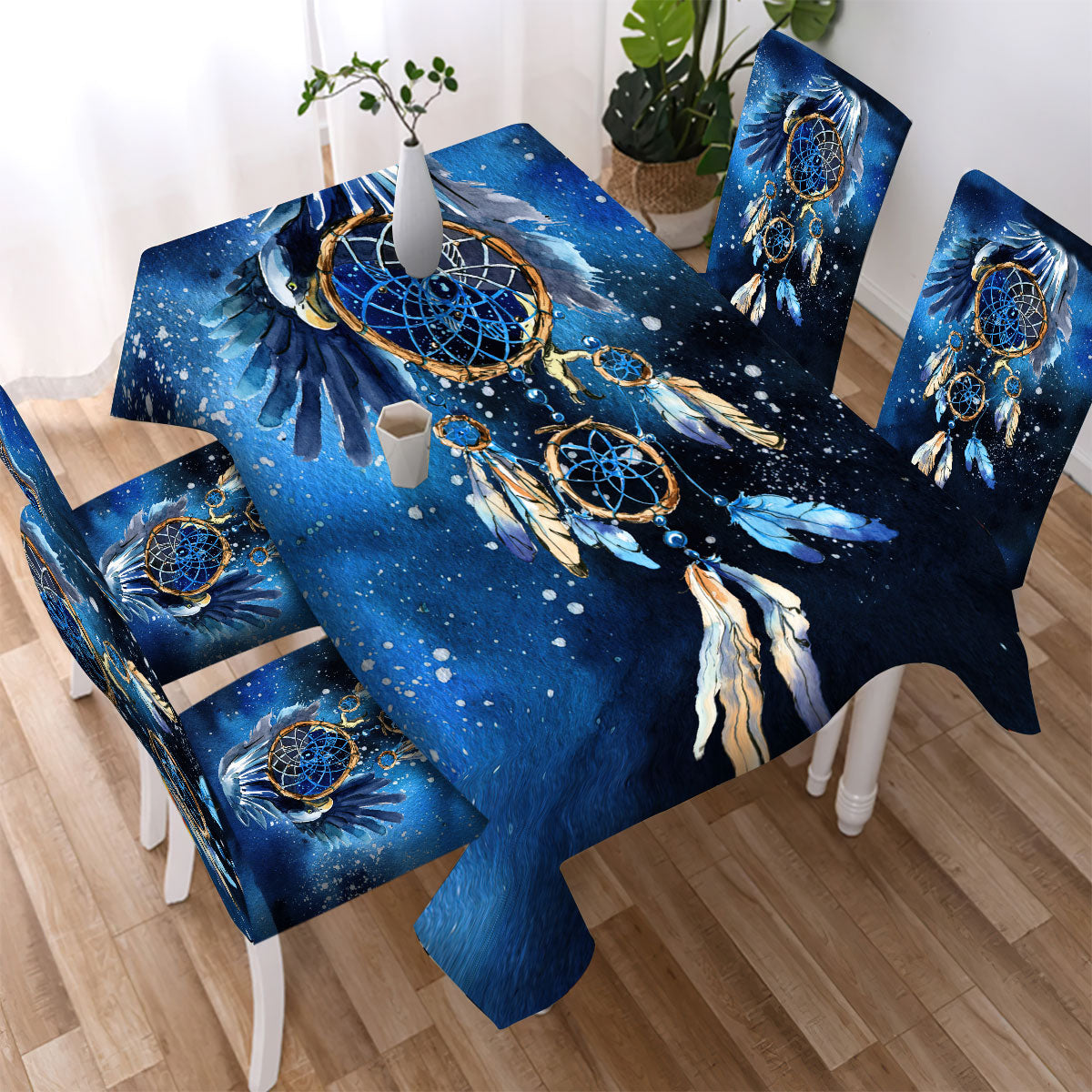 Blue Dreamcatcher Pattern  Design Native American Tablecloth - Chair cover WCS
