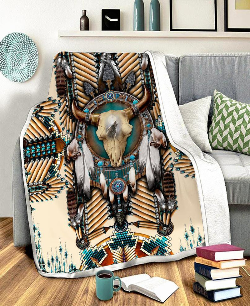 Buffalo Head Motifs Fleece Blanket WCS