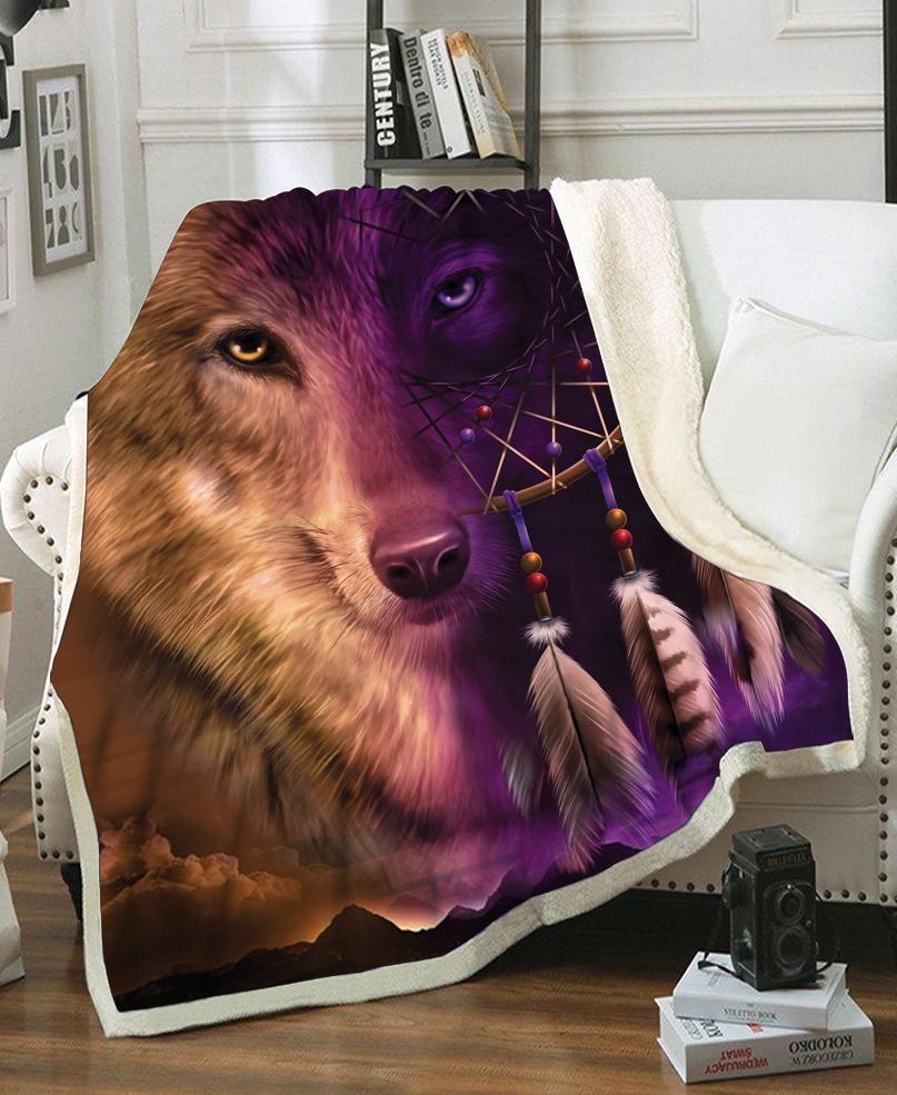 Wolf Native Fleece Blanket WCS