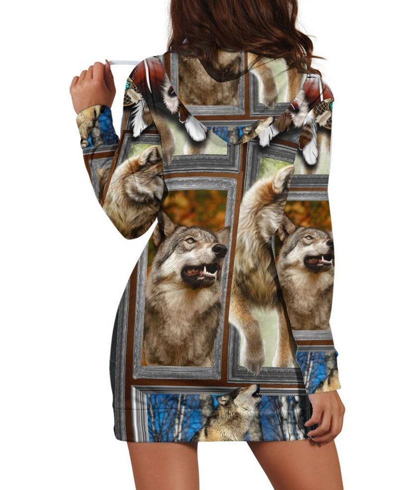Native Wolf Flock Hoodie Dress - Native American Pride Shop