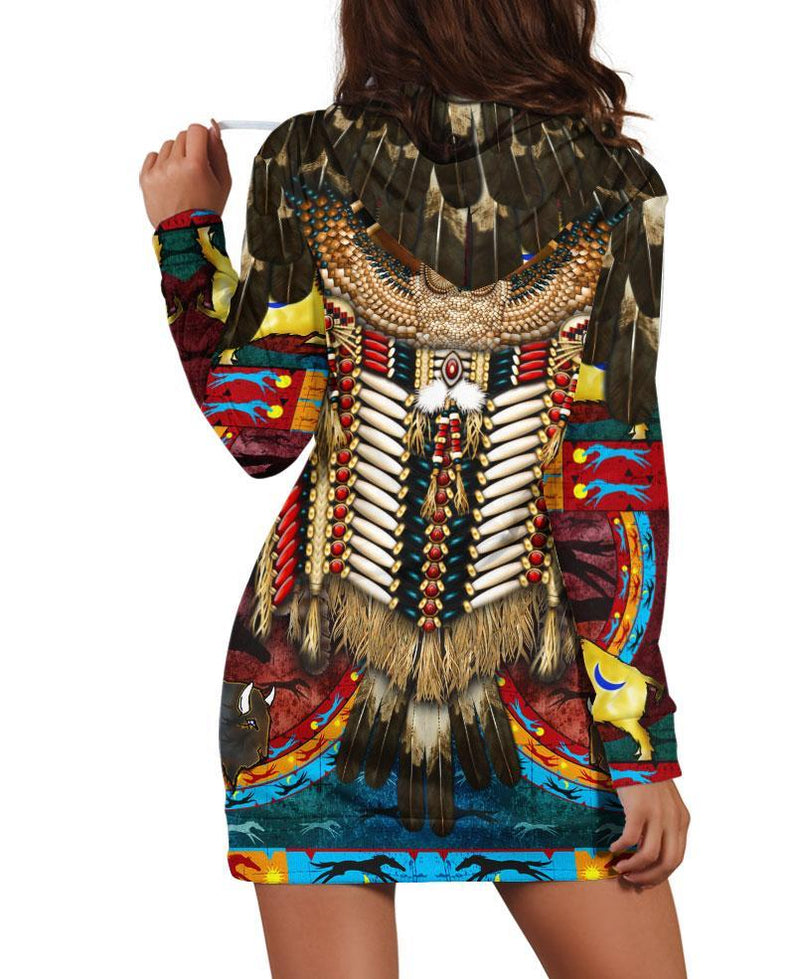 Native Feather Color Hoodie Dress WCS