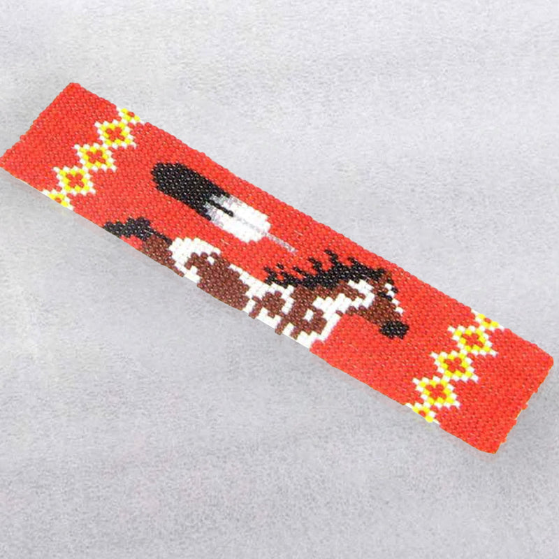 Handmade Beaded Red Horse Leather Bracelet WCS