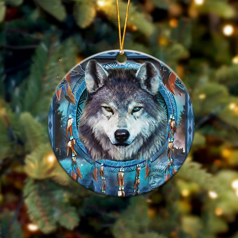 Blue Wolf Native American Ornament WCS