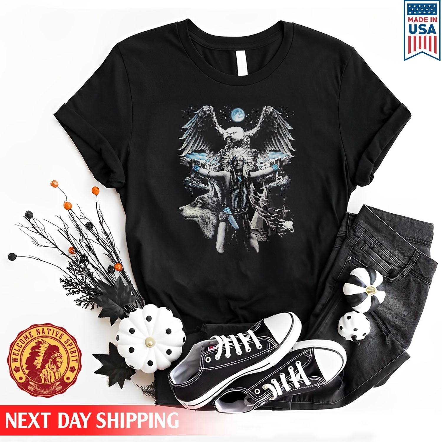 Native American Soul Wolf And Eagle Native Unisex T-Shirt/Hoodie/Sweatshirt