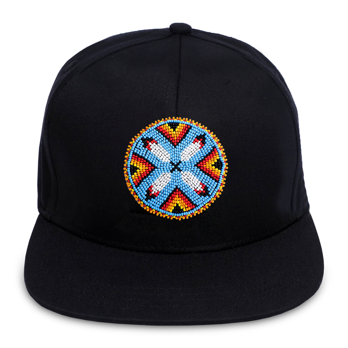 Feather Handmade Beaded Snapback With Patch Cotton Cap Unisex Native American Style