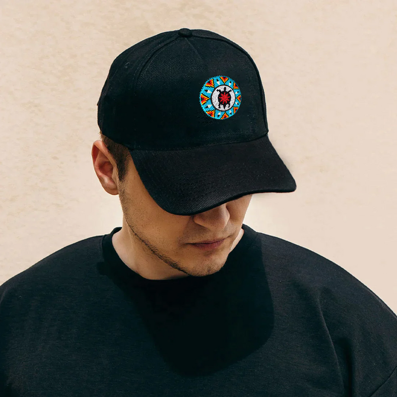 Turtle Cotton Unisex Baseball Cap With Beaded Patch Native American Style
